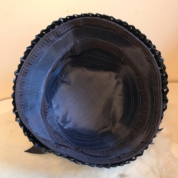 Vintage Black Raffia Woven Bucket Victorian Hat - Picture 6 of 8